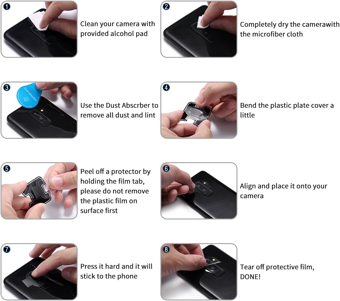 Casetego Compatible with S9 Plus Camera Lens Protector, Thin Transparent Clear Camera Tempered Glass Protector, High Definition Camera Lens Protector for Samsung Galaxy S9 Plus(2 Pieces)