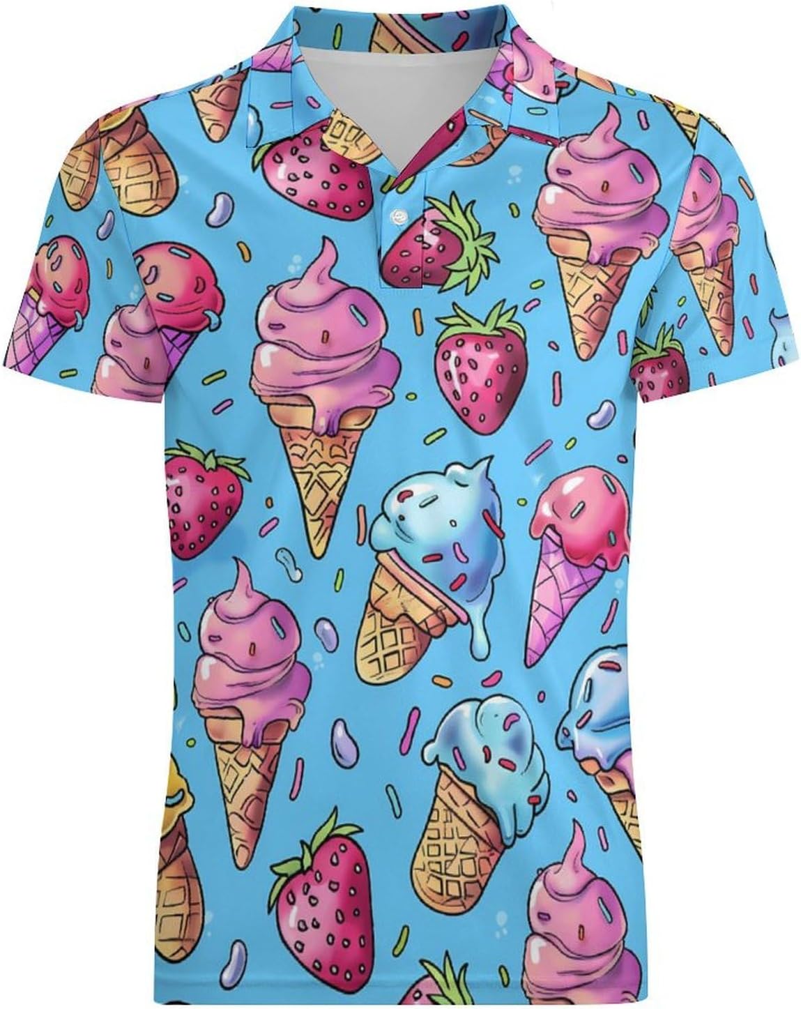 Sweet Ice-Creams Novelty Men's Short Sleeve Shirt Golf Tennis Shirts Work T-Shirt Sport Tee