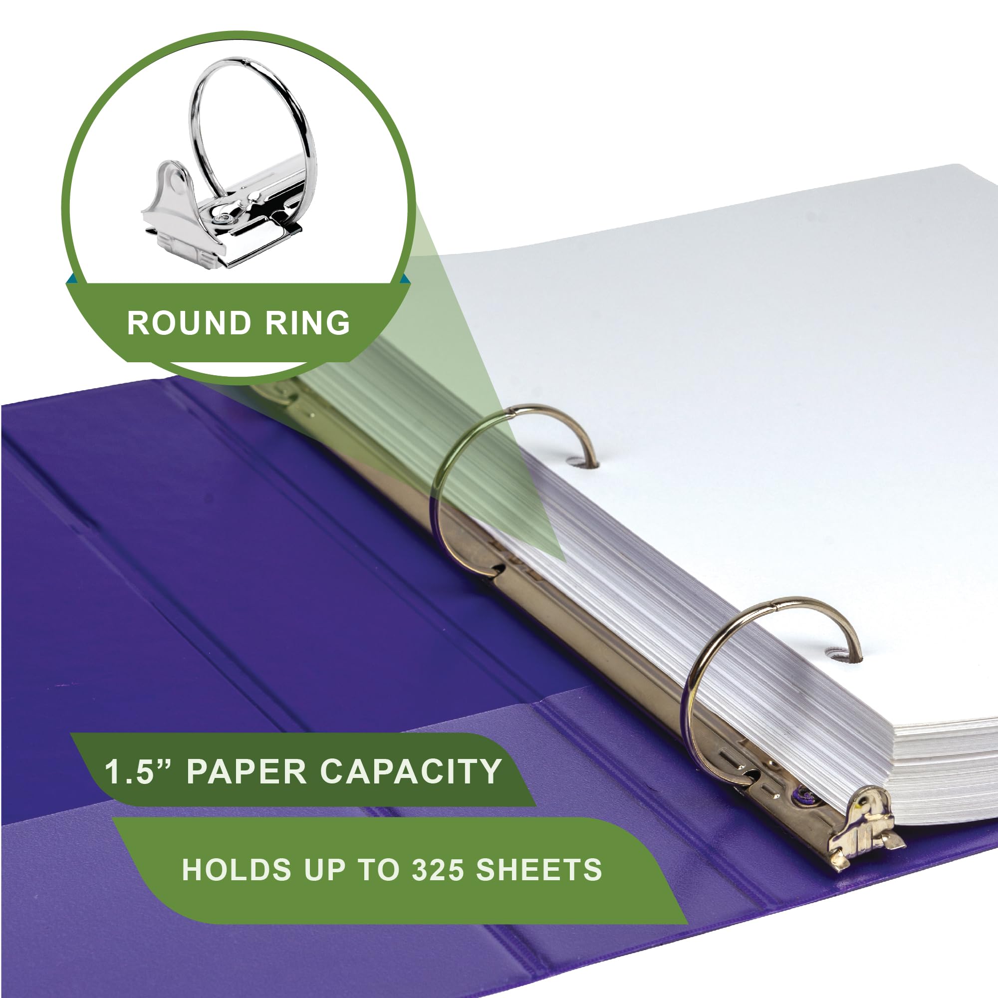Samsill Anello rotondo resistente a base vegetale, 3,8 cm, prodotto negli Stati Uniti, ecologico, certificato USDA biologico, singolo, viola
