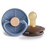 FRIGG Little Viking Natural Rubber Baby Pacifier 2-Pack | Made in Denmark | BPA-Free (Ocean View/Cocoa, 0-6 Months)