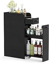 COSTWAY Small Bathroom Cabinet with Drawers, Narrow Storage Unit for Toilet Paper, Bathroom Cabinet for Small Space, 40 x 18 x 70 cm (Black)