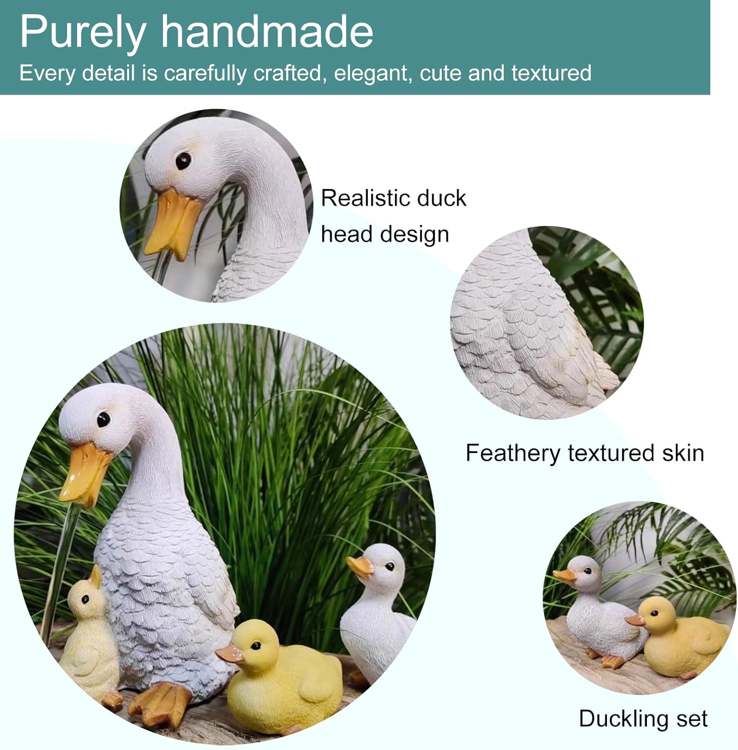 Pond Fountains Spitters Set for Small Ponds - Garden Decor with Water Pump for Koi Ponds - Sculpture for Courtyard and Home Office