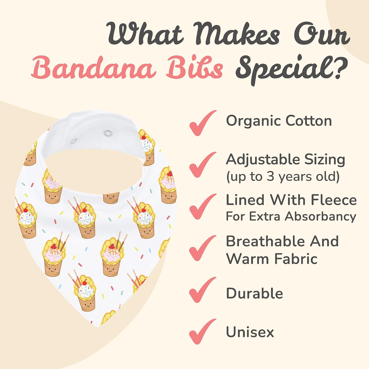 The Wee Bean Organic Cotton Bandana Bibs 2pcs Set, Baby Bandana Drool Bibs for Boys Girls Unisex, Teething and Drooling