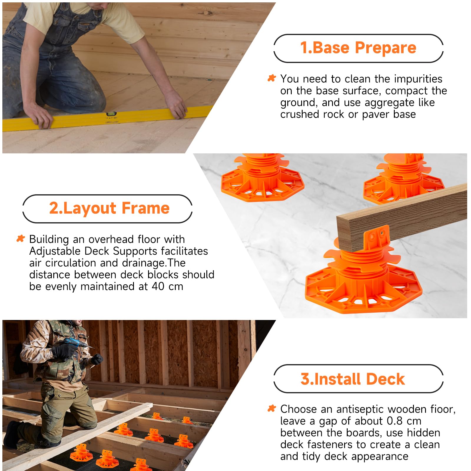 Snapklik.com : YMSZGBZG 24PACK Adjustable Deck Support Pedestal, 1-3/16 ...