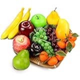 Lorigun 13 Pcs Artificial Fruits Pack, Fake Fruit Decoration Realistic Faux Fruits for Party Chirstmas Decortion, Artificial Apples Fake Oranges Grapes Decortion Prop