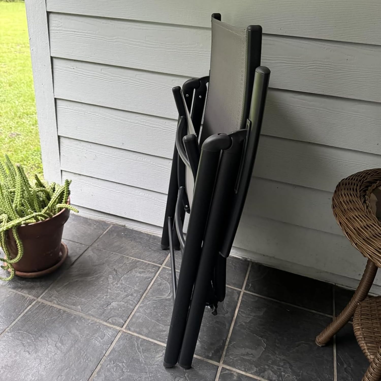 Crestlive Products Folding Patio Chairs Set of 2, 7-Level Adjustable Recliner High Back Foldable Outdoor Lawn Chairs for Camping, Lawn, Pool, Backyard, Brown