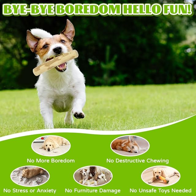 Foto 6 de 7 de JNEYVIC 3 Pcs Palo de Madera de Cafe para Perros Pequeños Mordedor Natural para Cachorro Ayuda Dental +…