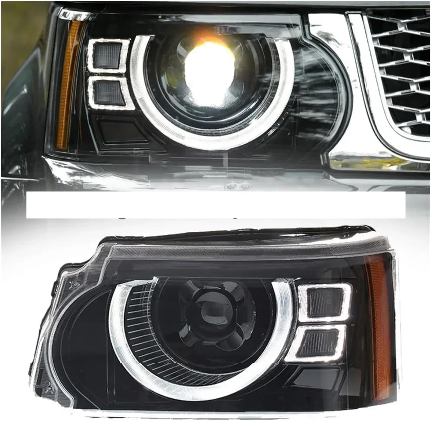 Car Led Headlights Compatible With Land Rover Range Rover Sport 2010-2013 L320 Upgrade LED Front Lights Automobile Parts LR023551 LR023552(Sports yellow film)