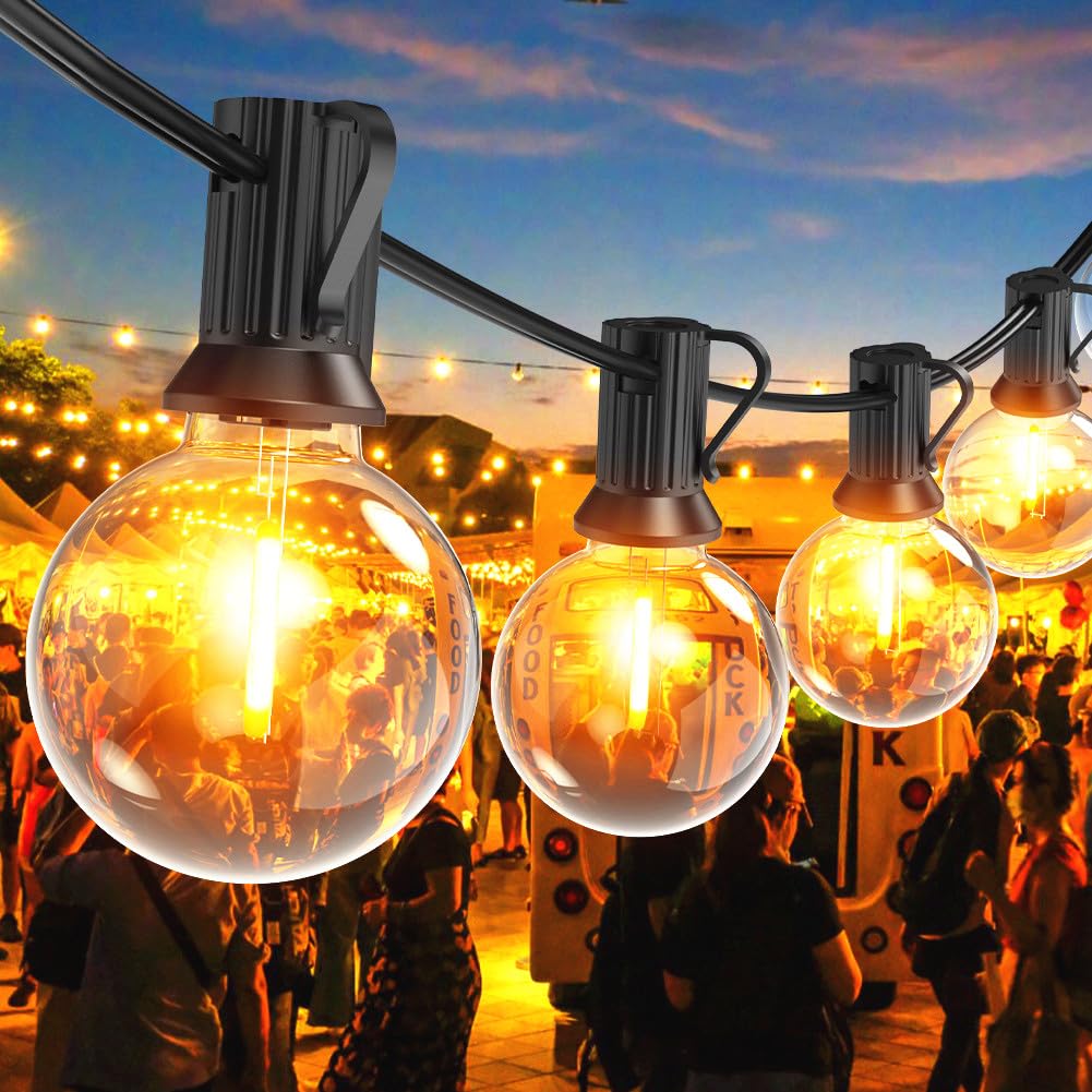 Romwish Guirlande Lumineuse Exterieure, 12M Guirlande Guinguette Exterieur Avec 18+2 G40 LED Ampoules, IP44 étanche pour Terrasse, Jardin, Mariage, Fête