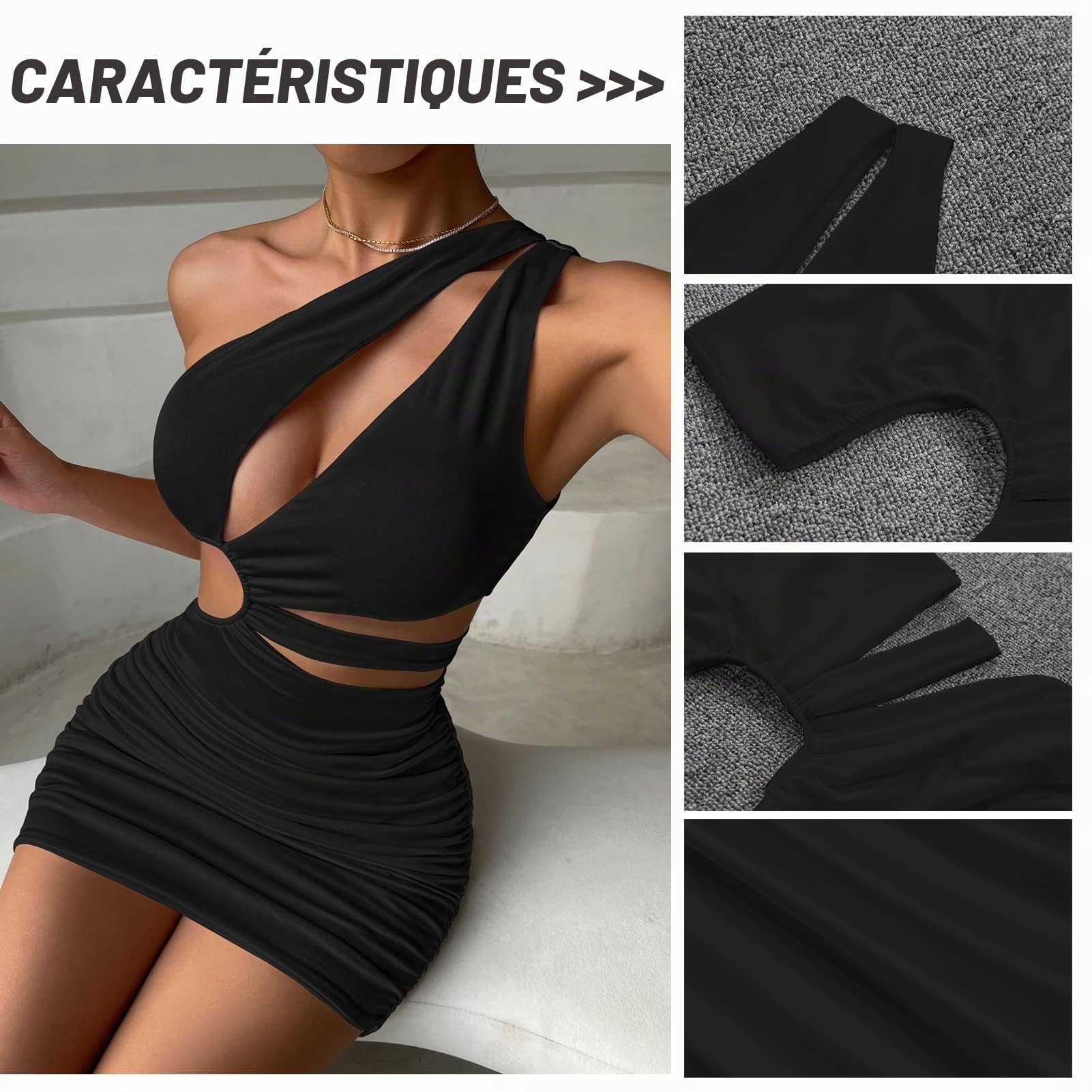 Robe Spaghetti Élégante pour Femme - Sexy, Charme, Courte, Dos Nu, Sans Manches, Bretelles - Club Dress XS S M L XL
