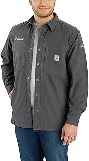 Mens Rugged Flex® Relaxed Fit Canvas Fleece-lined Snap-front Shirt Jac