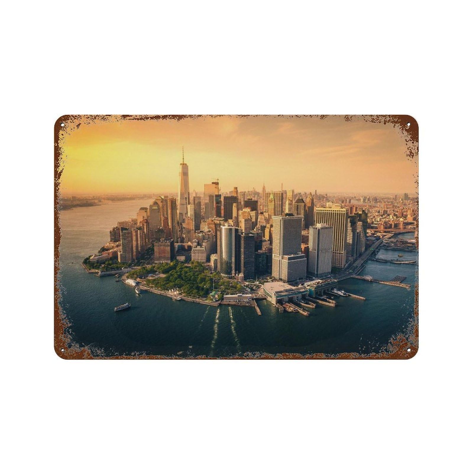 xiaoxiaoshen Real Photo Manhattan Decor USA Wall Decor Art Metal Tin Poster Modern Home Decor Art Home Bar Shop Decorations Vintage Sign 20x30cm