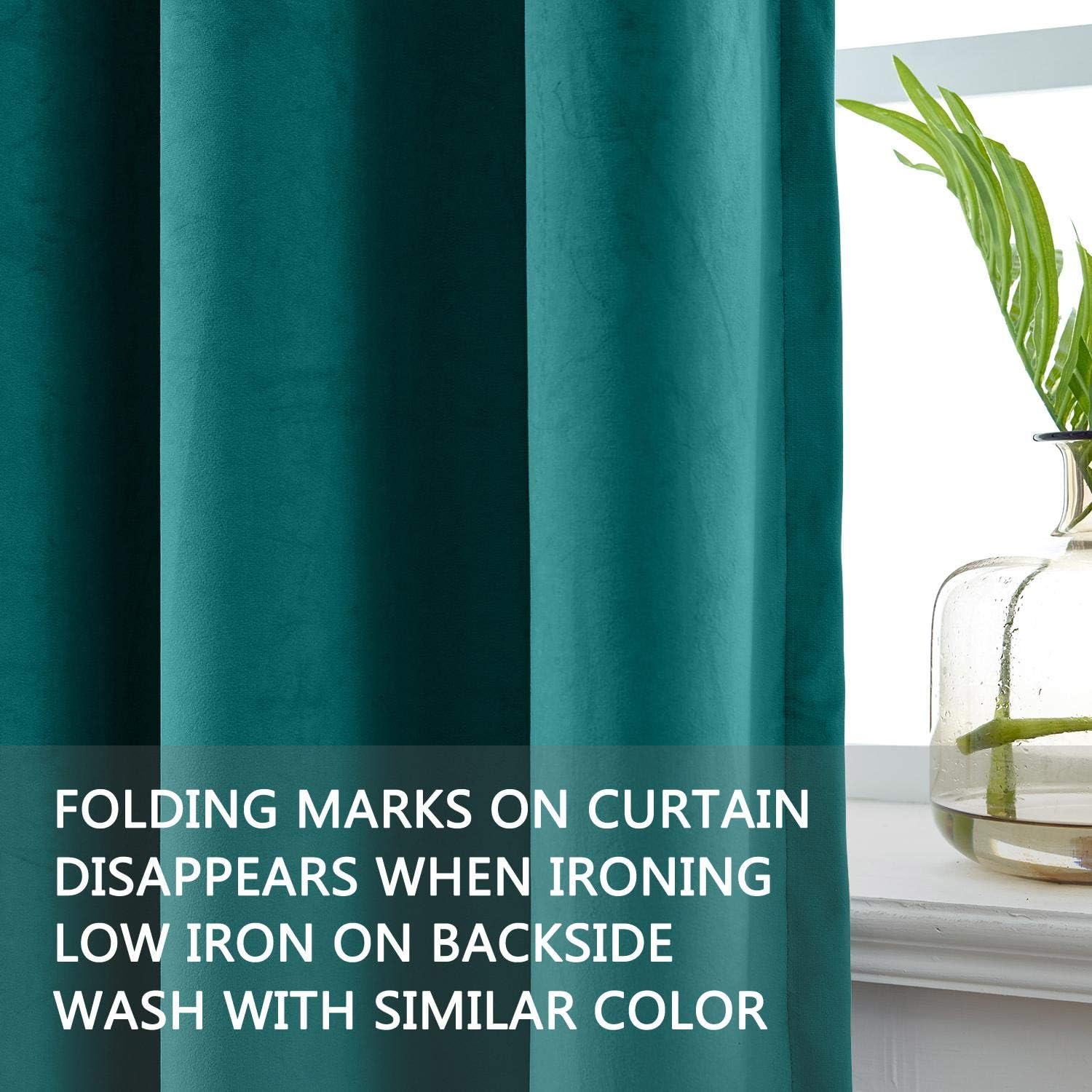 cololeaf Extra Long Velvet Curtains Home Decor Velvet Grommet Curtains for Bedroom Soft Sunlight Block Velvet Window Curtain for Gallery Hall - Everglade Teal 50W x 240L Inch (Set of 2 Panels)