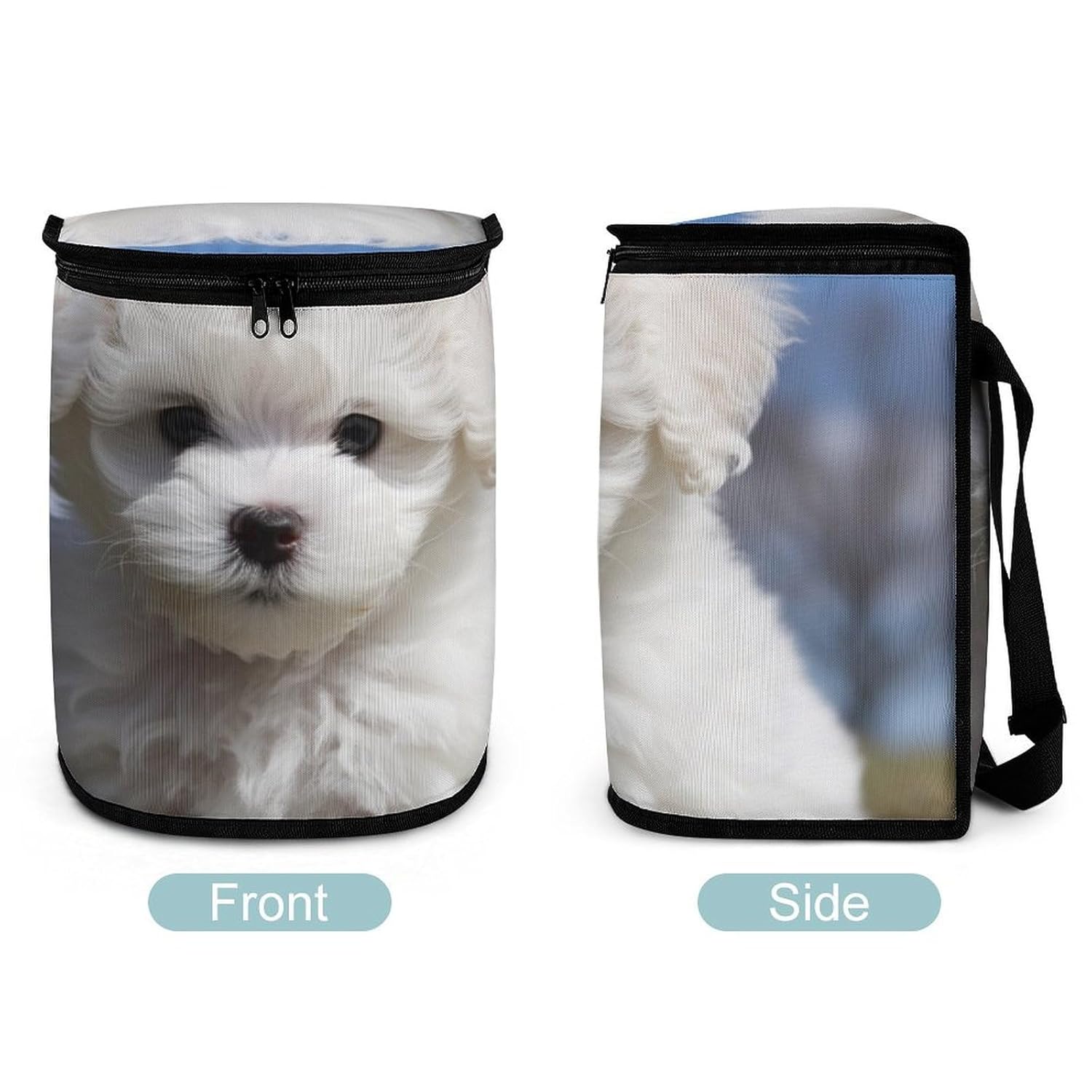 Hanging Car Trash Bag Bichon Frise Dog Printed Car Garbage Storage Bag Leakproof Car Trash Can Portable Garbage Storage Bags
