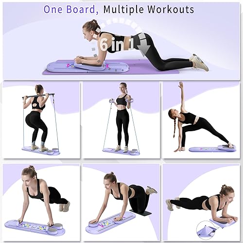 Miniatura 3 de Tabla de pilates, juego de reformador de pilates plegable para entrenamiento en casa con temporizador, máquina de pilates reformadora portátil