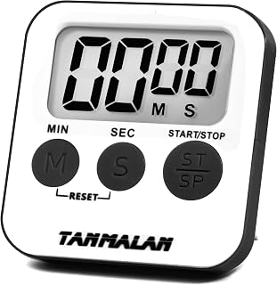 Tanmalan Loud Kitchen Timer: Large Display, Big Buttons, Auto Memory, Countdown/Up 99 Min for Cooking, Classroom, Kids, Teachers (Grey 6.0)