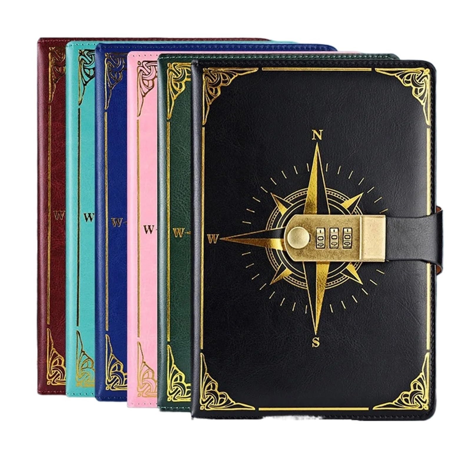 Tagebuch Mit Schloss Retro Notebook Passwort Pad Mit Schloss A5 Tagebuch Verdickt Kreative Handbuch Student Note Briefpapier Notebook Hand Ledger Notizblock(Pink)