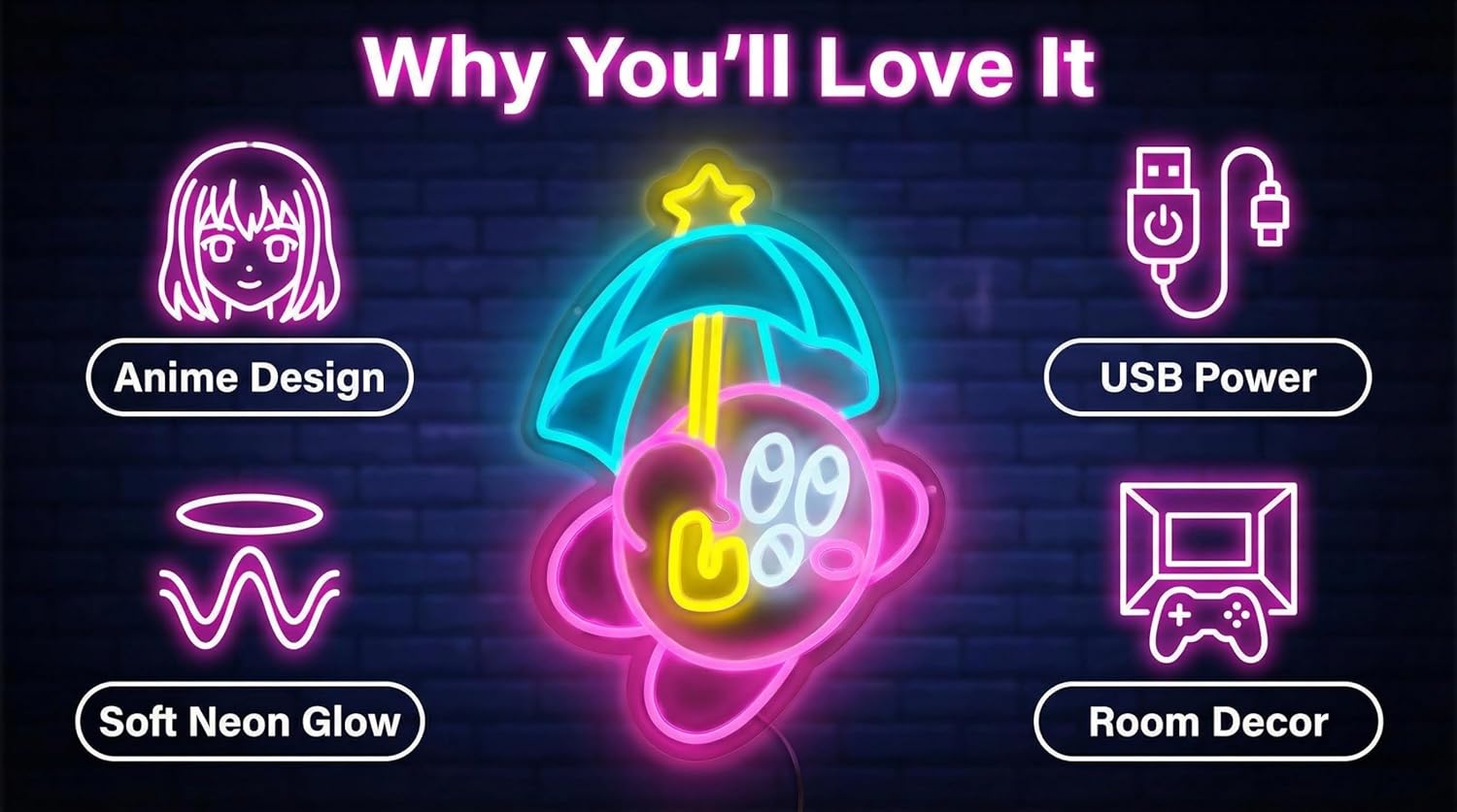 Neon Sign LED Neon Light,Japanese Anime Neon Sign for Room Wall Decor Gamer Gifts Game Room Decor