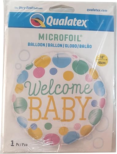 18 Inch Foil Round Welcome Baby Dots 5ctp