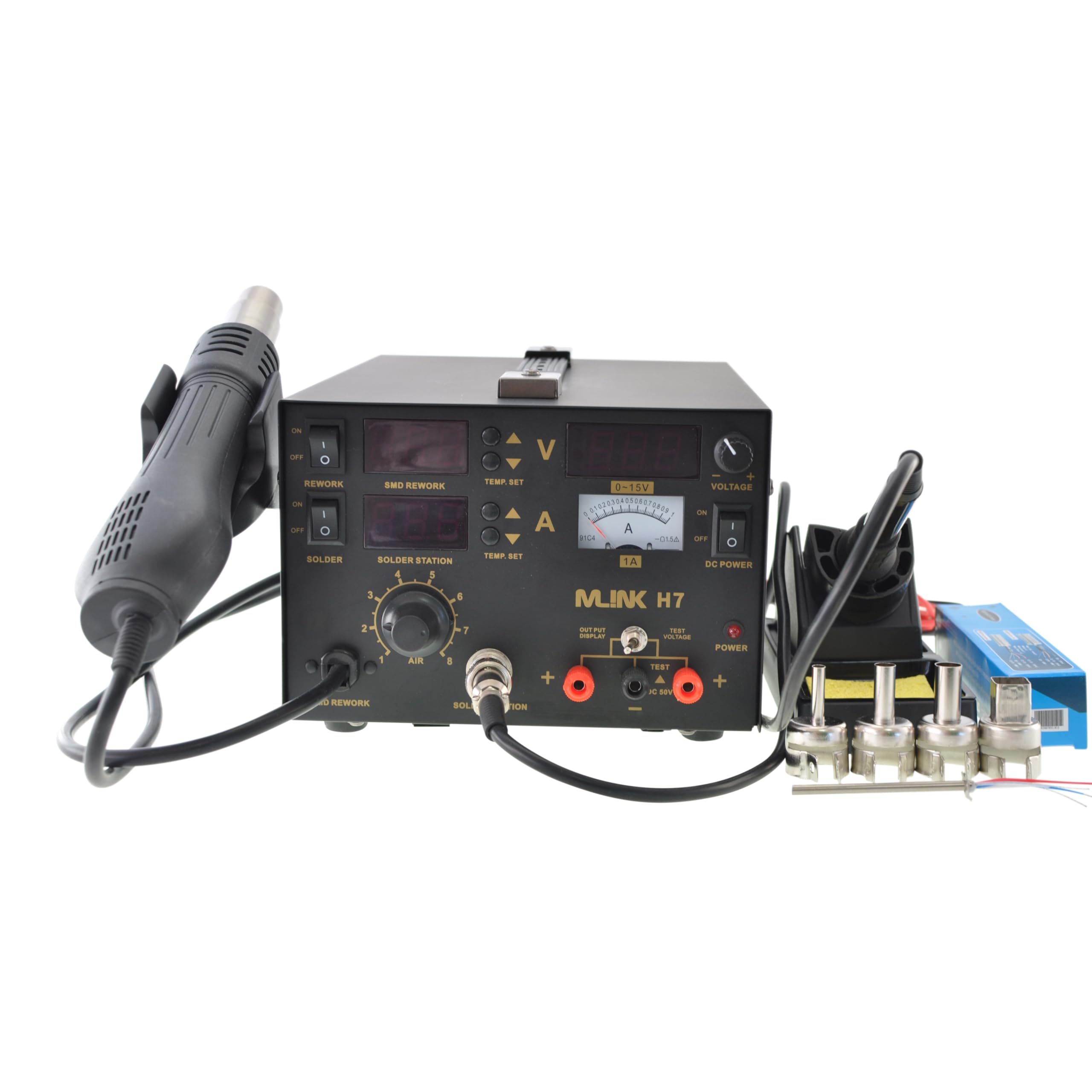 Mlink H7 Estación de Soldadura 3 en 1 con Aire Caliente y Fuente DC 800W Pantalla LED 10 Puntas