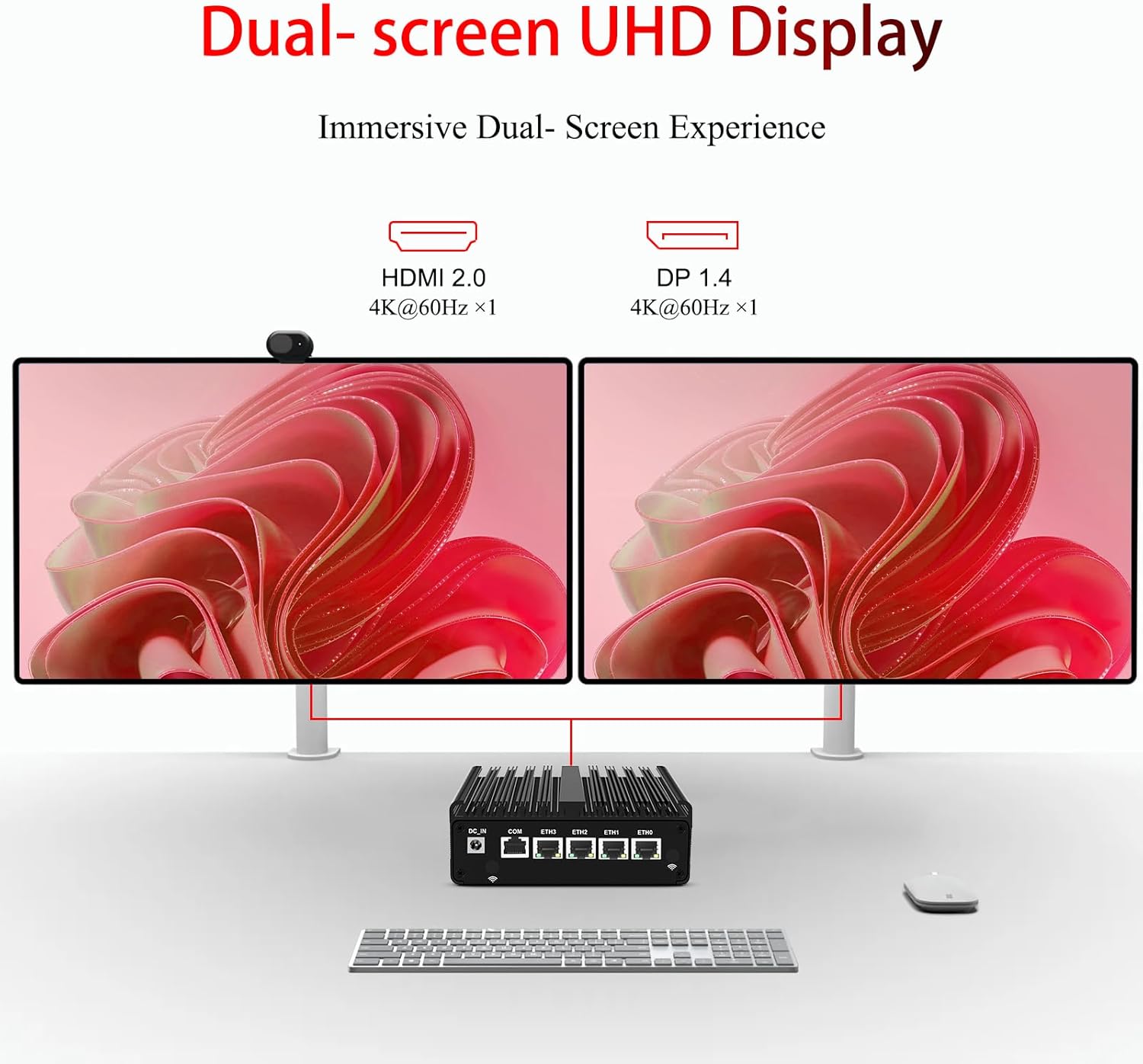 4 Port Firewall Mini PC N150, 4X 2.5GbE i226-V LAN Fanless Computer, AES-NI, 6 USB, Dual 4K HDMI+DP Micro Router Appliance,Barebone, N0 RAM NO SSD - Image 4