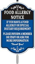 Food Allergy Warning Safety Signs for Bar Cafe Restaurant Hotel 12" x 8" With 35" Long Metal Stake With Stand Aluminum Outdoor Use Yard Business
