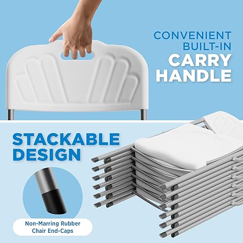 Miniatura 5 de Sorfey Paquete de 6 sillas plegables, plástico blanco