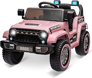 12V Kids Ride On Truck Car, Battery Powered Electric Vehicle Toy w/Parent Remote Control, Spring Suspension, 3 Speeds, LED Light, Music & Horn, Electric Cars for Kid, Gift for Boy Girl, Light Pink