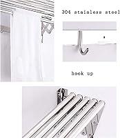 Vista 3 de Estante de secado de ropa plegable para ropa para colgar en la pared, ahorrador de espacio, de acero inoxidable, ajustable, para interiores