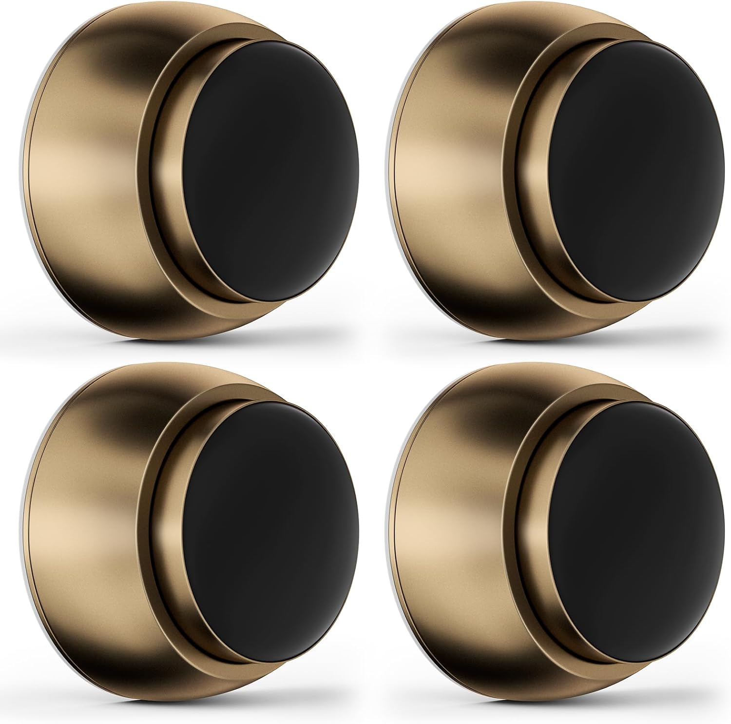 4PC Door Stopper Wall Protector with Silicone Head, Aluminum Door Knob Wall Protector, Spring Shock Absorption Technology, 1.65" Door Stoppers for Wall, Adhesive Installation or with Screw, Bronze