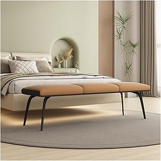 Banco Al Final De La Cama Banco de dormitorio Banco de cuero, Banco tapizado junto a la cama con asiento tapizado y patas de metal, Reposapiés de banco interior moderno Banco Para Dormitorio(A)