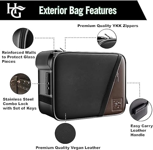 Miniatura 10 de Herb Guard Bolsa grande a prueba de olores y estuche con bloqueo combinado (soporta hasta 3 onzas), incluye cremalleras YKK, recipiente y tarro a