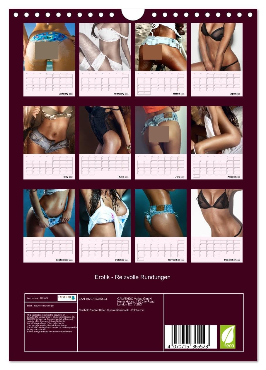 Eroticism - Charming curves UK-Version (Wall Calendar 2026 DIN A4 Portrait), CALVENDO 12 Month Wall Calendar
