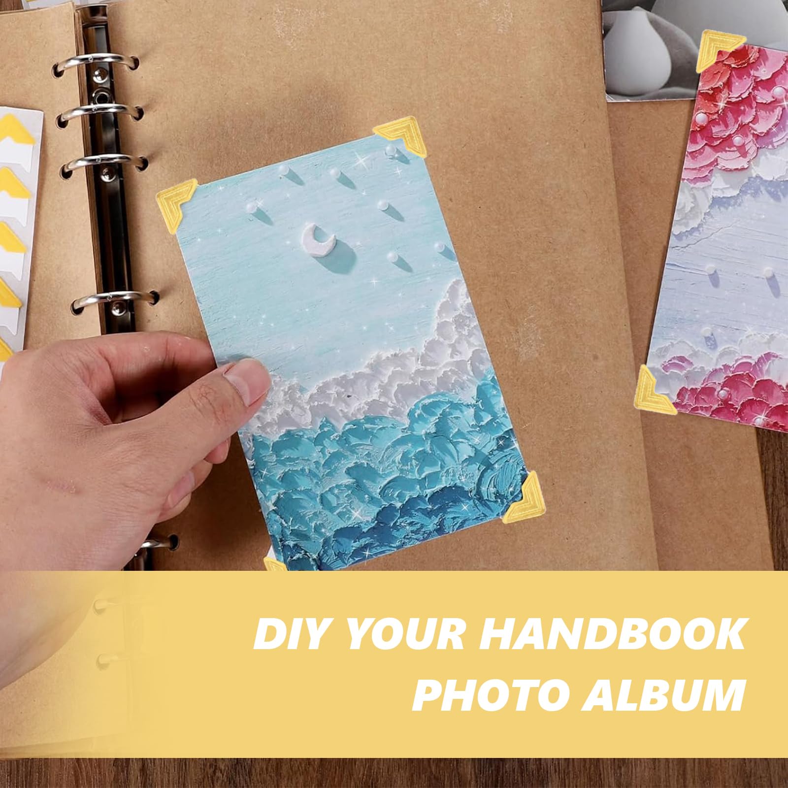 240 Pezzi Foto Angoli Autoadesivo Dorato, Angolini Autoadesivi per Fotos, Adesivi Fisso Adatto Fotografia Album, Scrapbooking Fotografico Fai da Te
