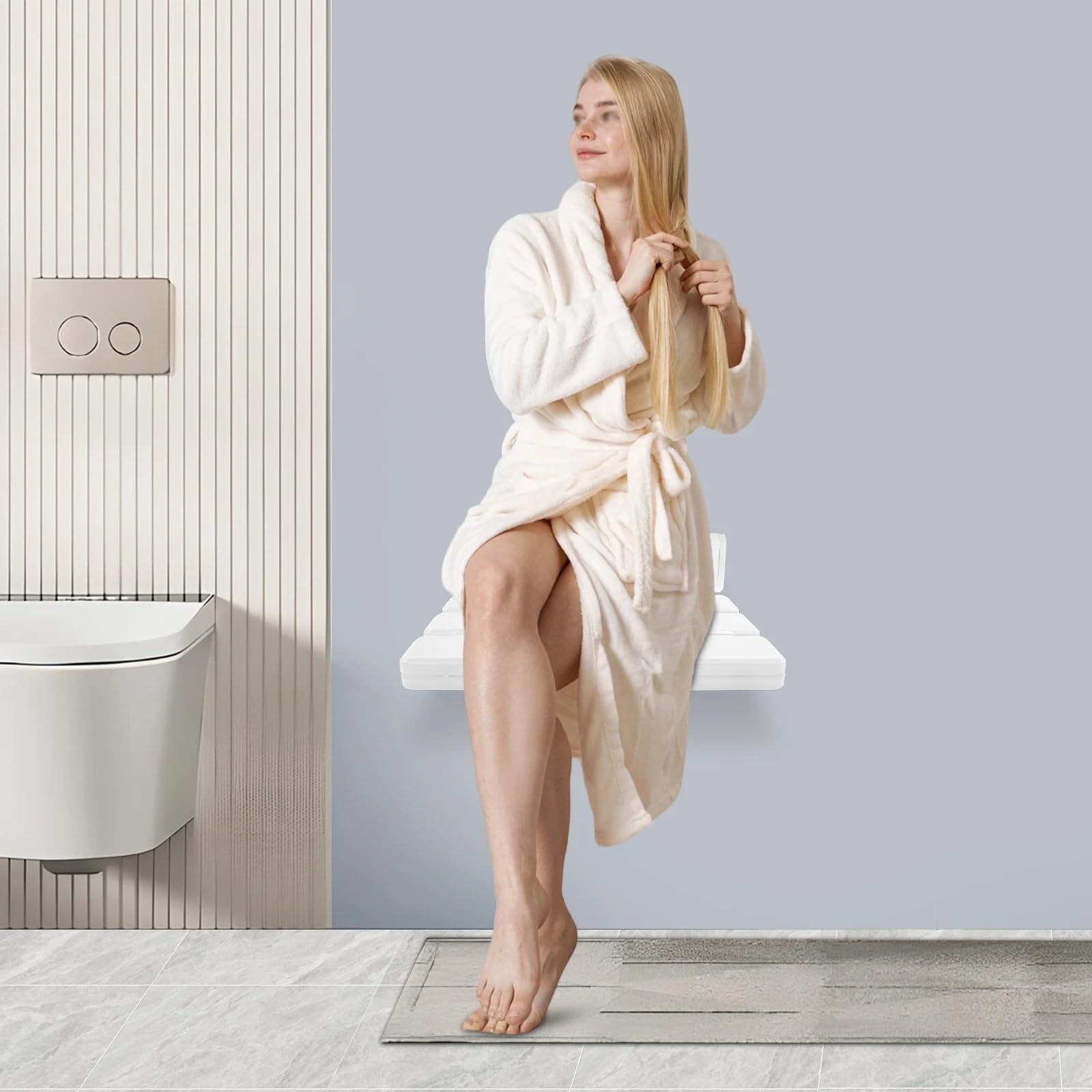 Asiento Ducha Pared Montada Asiento de Ducha Plegable montado en la Pared | 130kg de capacidad de acero inoxidable que ahorra espacio for bañarse