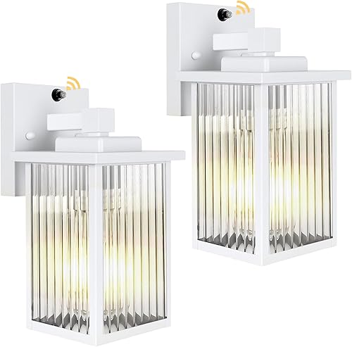 Miniatura 8 de Paquete de 2 luces de pared para exteriores de la casa, luces de porche del atardecer al amanecer, impermeables, color negro mate, para puerta