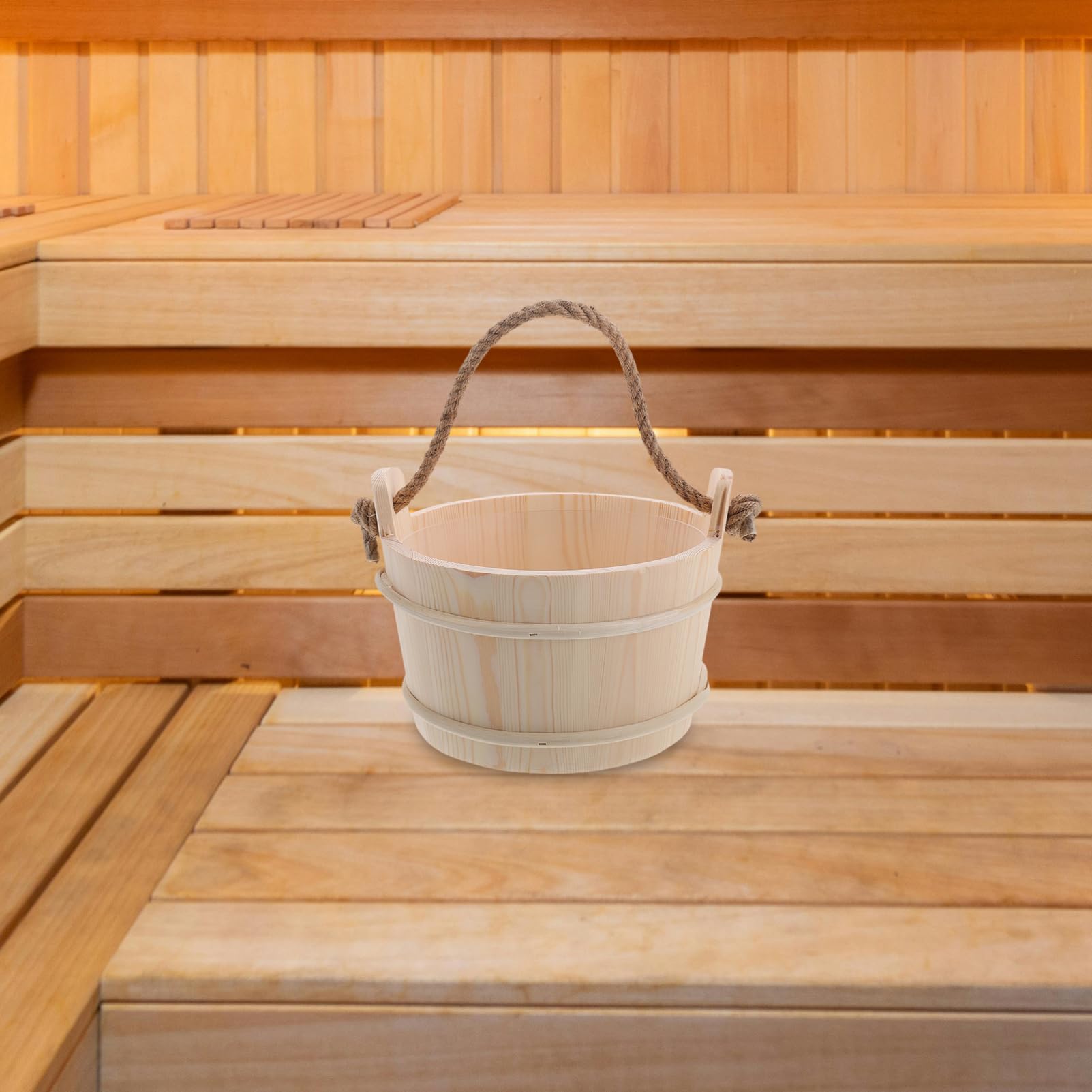 PRETYZOOM Holz Saunakübel Mit Schöpfkelle Für Dampfsauna Fußbad Wasserzubehör Set Für Spa Zimmer Und Badesalz Einweichen Versorgung