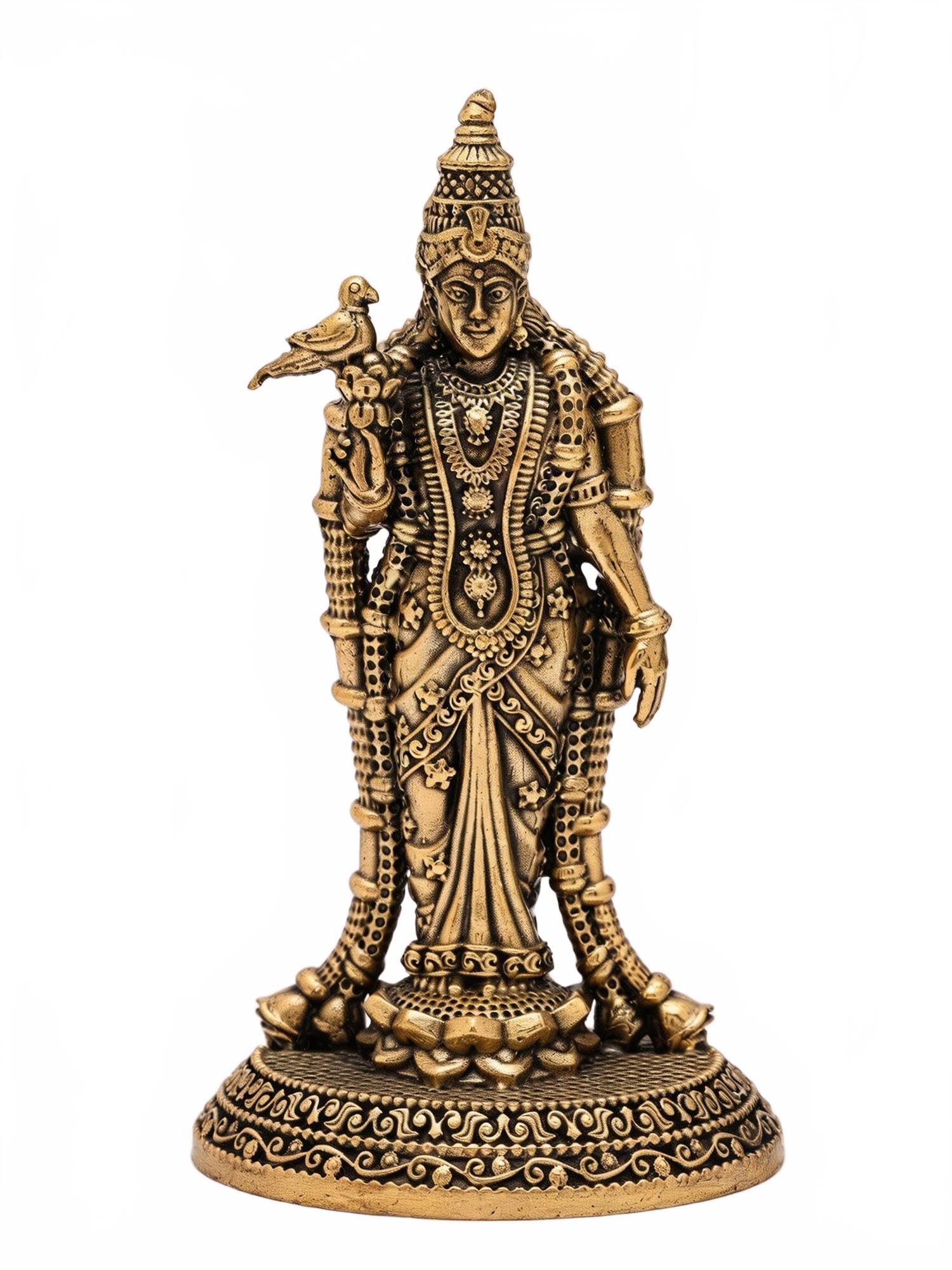 Exotic India Goddess Meenakshi Brass Idol | Hindu Goddess Statue for Home Décor, Mandir, Pooja Décor, Gifting