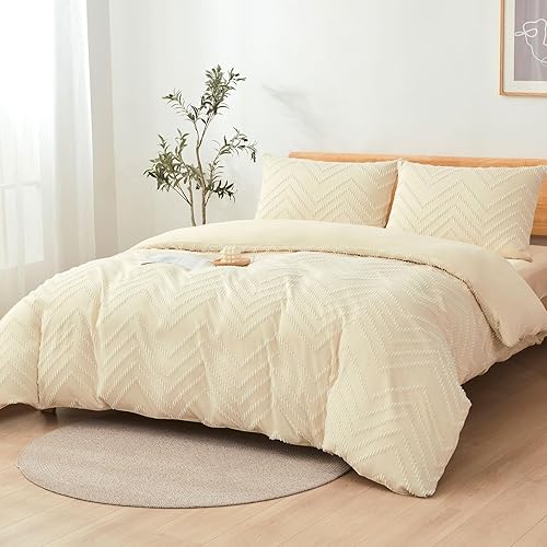 Tametra - Funda de edredón tamaño King, funda de edredón transpirable y suave en estilo bohemio, juego de funda de edredón bordado para todas las