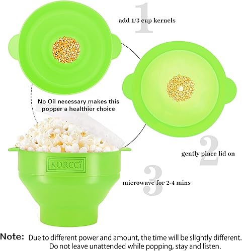 Miniatura 4 de El Palomitero Original de Korcci para Microondas de Silicona, Palomitero para Microondas sin BPA, Recipiente Plegable para Hacer Palomitas en el