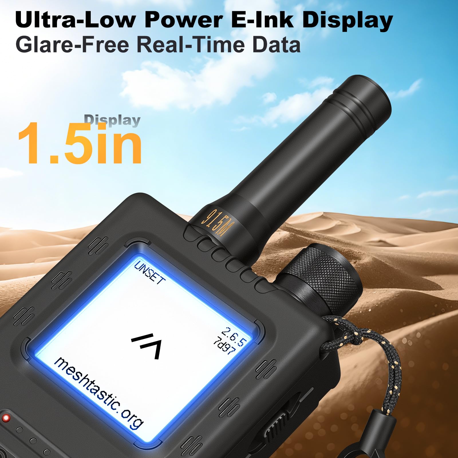 ThinkNode M1 LoRa Meshtastic Appareil intégré avec GPS Bluetooth SX1262 nRF52840 Écran E-Ink 1,54" Antenne 915 MHz Batterie 1200 mAh Interface RTC Type-C Bouton multifonction