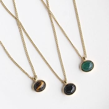 1860 アバスクデザイン ネックレス 天然石ペンダントネックレス 金属アレルギー ステンレス つけっぱなし 金アレ対応 レディース オニキス タイガーアイ クリソプレーズ カジュアル 天然石 フォーマル 18k プレゼント オシャレ カワイイ 金アレ対応 1860