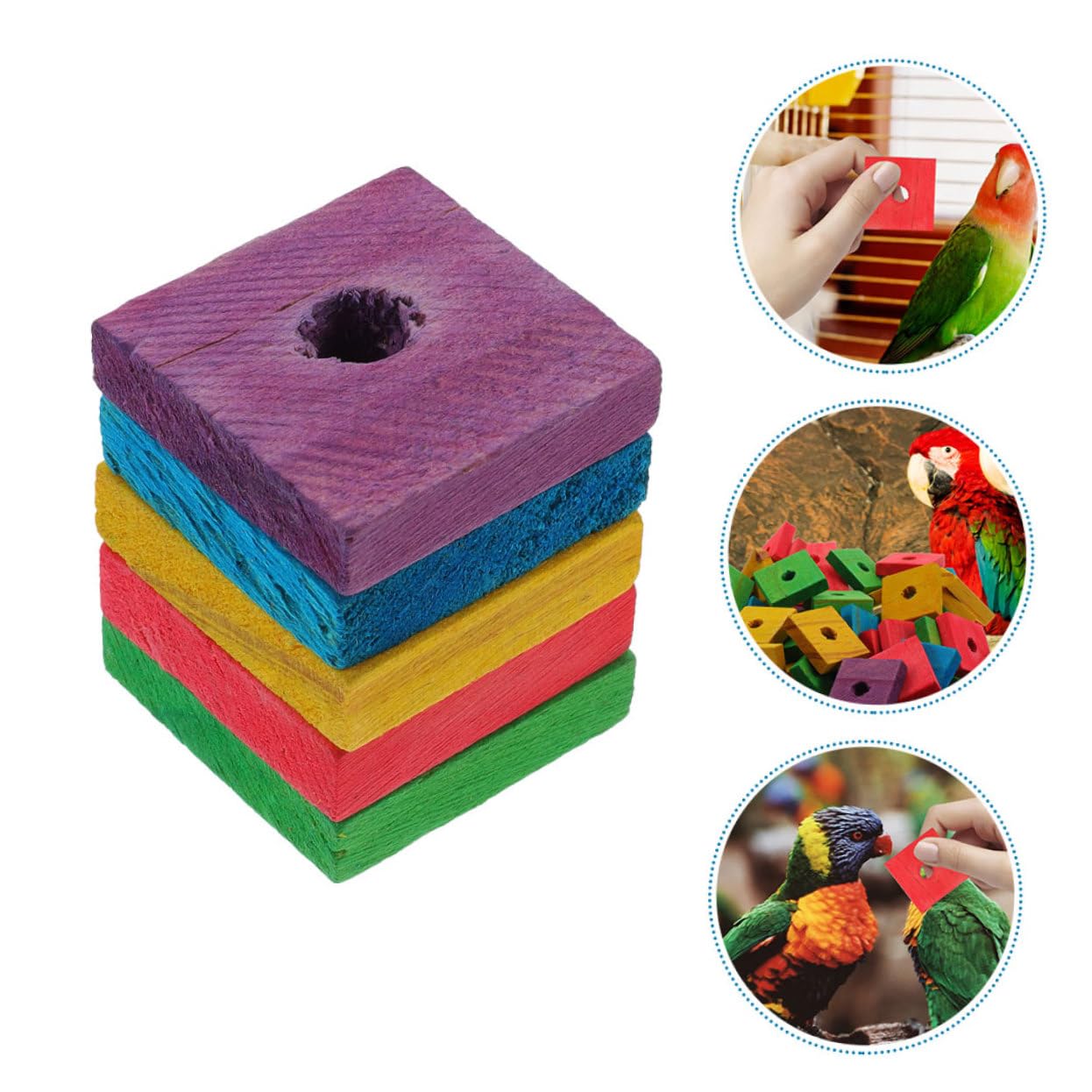 Sosoport 250piezas Juguetes para De Madera Bloques Masticables para Aves Juguetes para Morder Jaulas Diversión y para Periquitos y