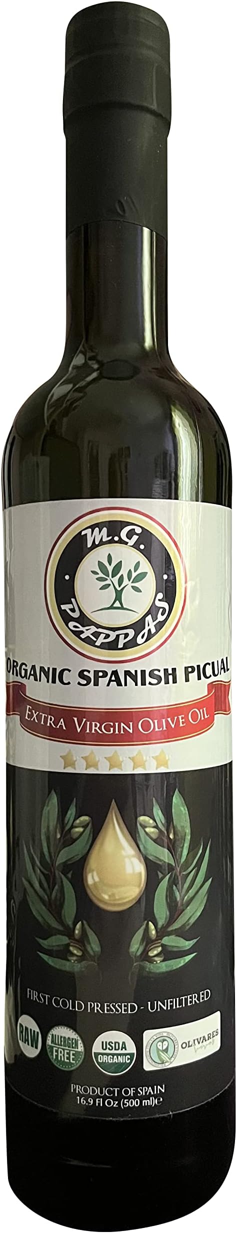 Organic Spanish Picual EVOO 500ml