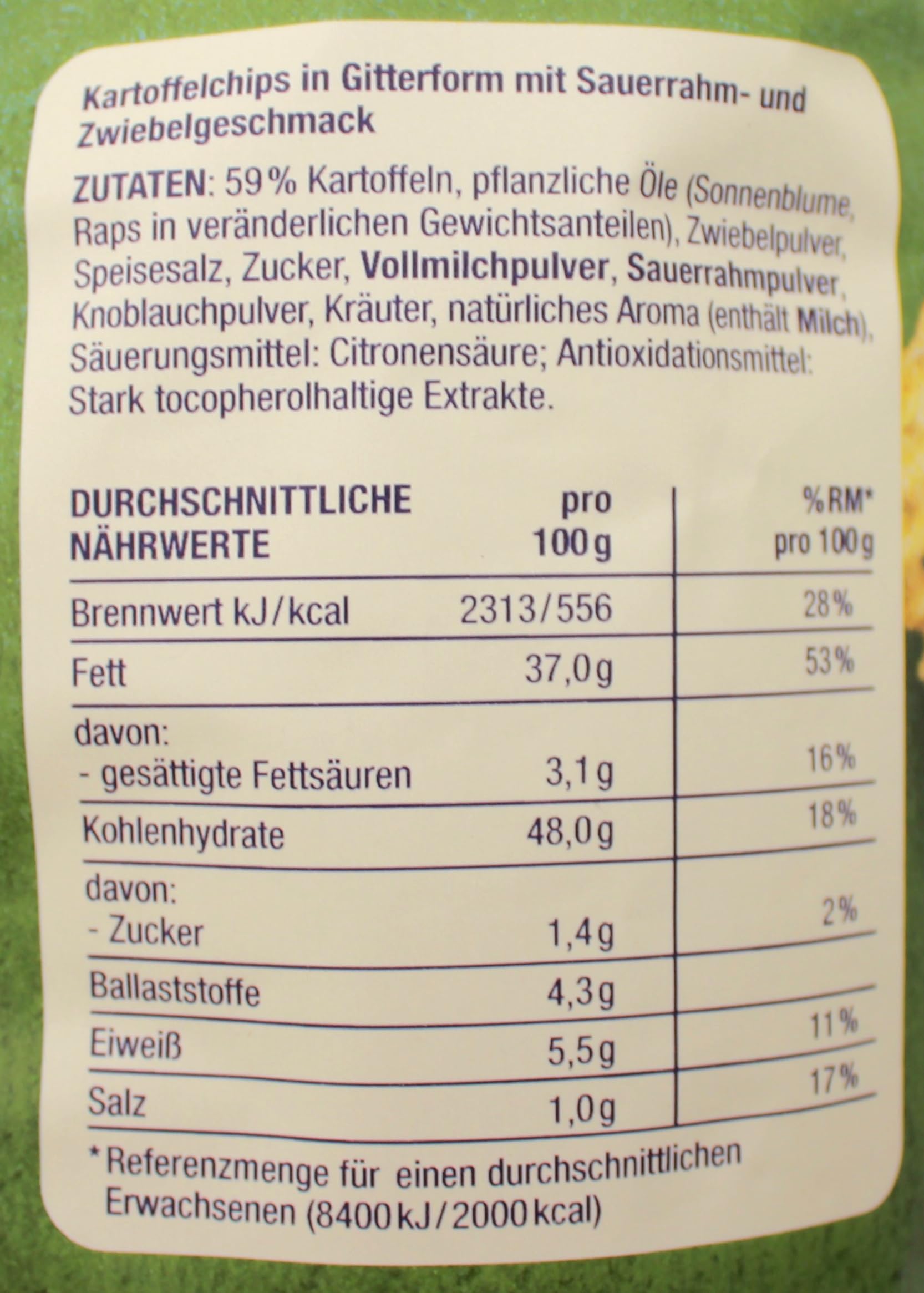Herzstücke Gitter Chips Sour Cream & Onion, 24er Pack (24 x 125g)
