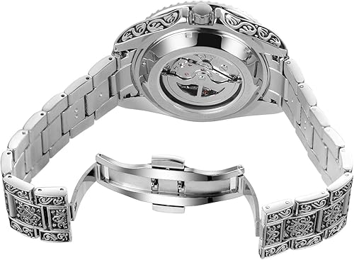 Miniatura 3 de FORSINING Reloj automático con grabado de esqueleto para hombre, resistente al agua, reloj de pulsera de cuerda automática