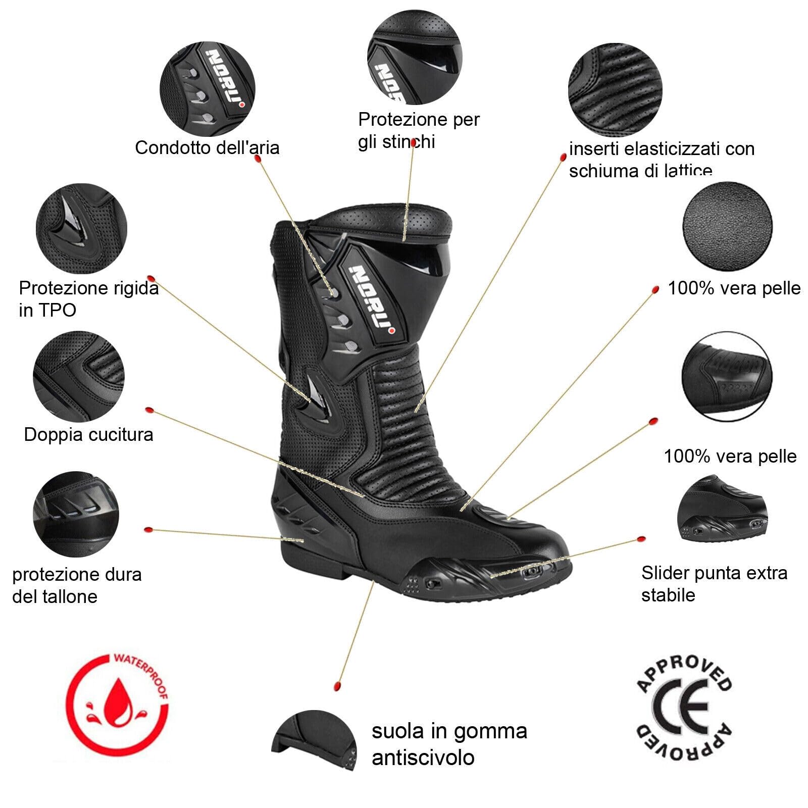 BOTTES MOTO RACING CUIR ANTI TORSION SLIDERS ASPIDEX