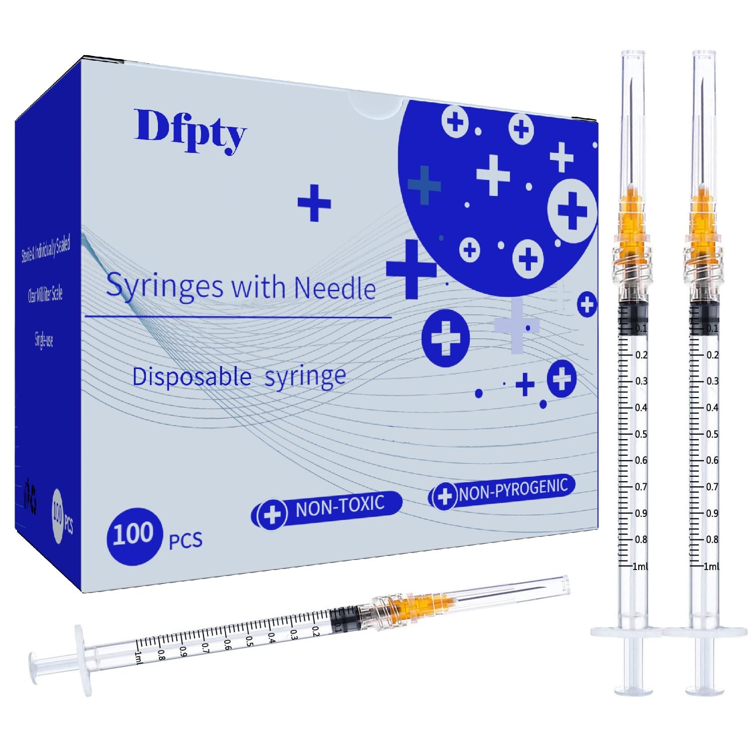 Photo 1 of 100 Pack Disposable Sterile Supplies 1ml Syringe with Needle,25Ga 1inch Needle and Syringe,Individual Package. (100)