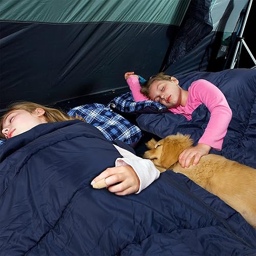 Miniatura 8 de AGEMORE Saco de dormir doble de franela de algodón para camping, mochilero o senderismo. Saco de dormir impermeable tamaño Queen para 2 personas