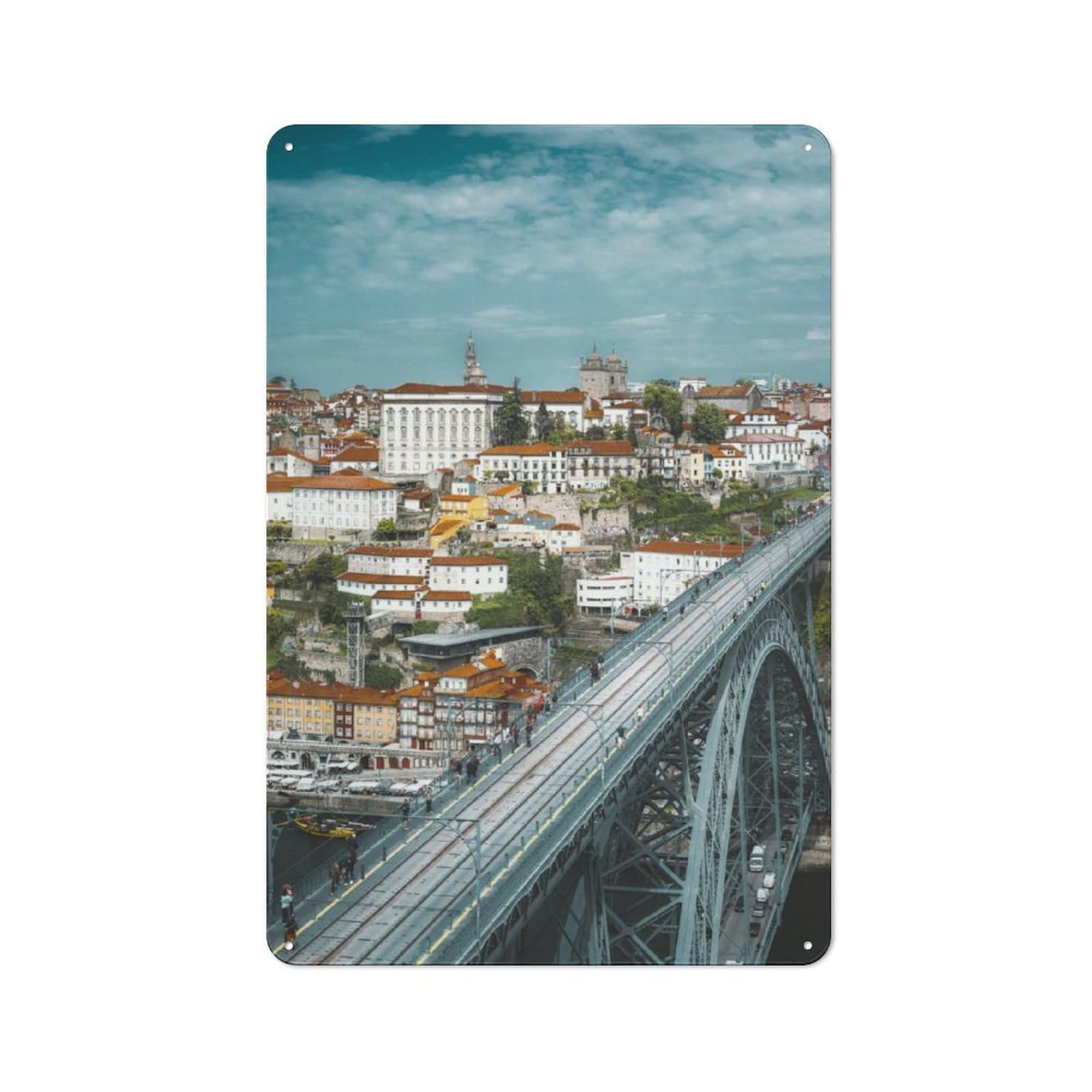 Nostalgic Decorative Tin Plaque 30x20cm Featuring Porto City, Classic Pub Decor for Cafe, Pub, Workshop Or Home Bar